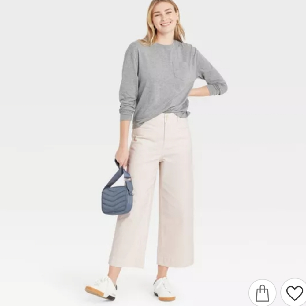 A New Day High Cream Rise Wide Leg Crop Pants